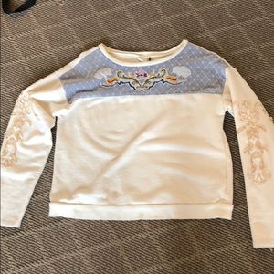 Anthropologie Sweatshirt with embroidery. Size s